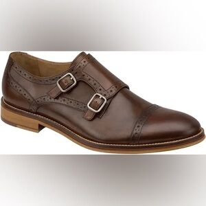 Johnston & Murphy Brown Oxford Shoes Monk Strap Cap Toe Size 10.5